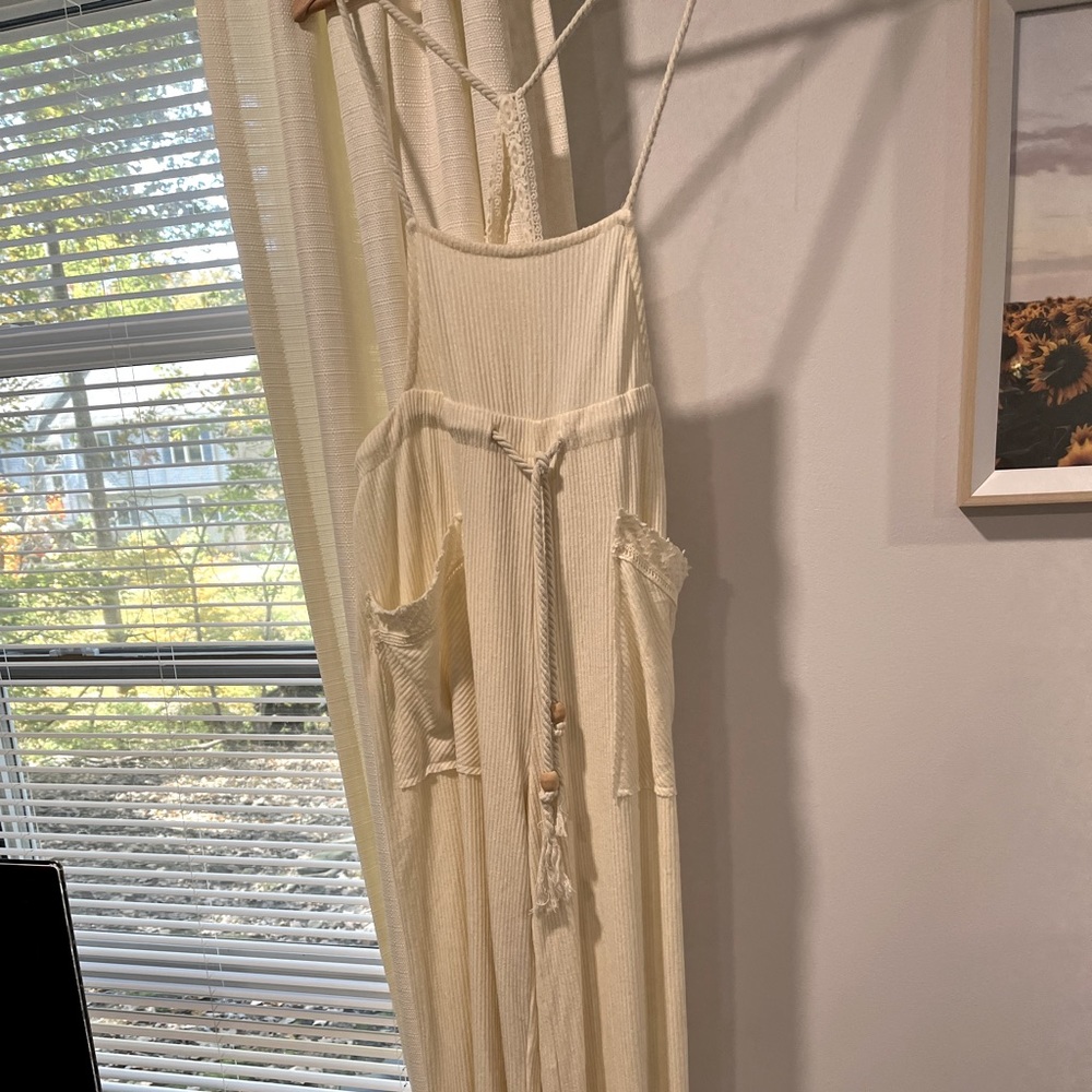 Free People Ivory Dylan Knit Jumpsuit